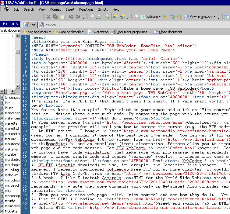 Webcoder code, edit mode